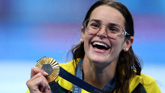 Gold medallist Kaylee McKeown after the Women's 100m Backstroke Final at the Olympic Games Paris 2024 at Paris La Defense Arena. Picture: Sarah Stier/Getty Images