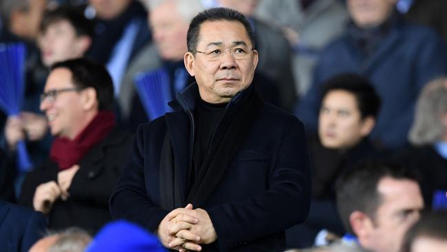 A helicopter belonging to Thai tycoon Vichai Srivaddhanaprabha crashed on Saturday at the stadium of his UK football club Leicester City. Picture: AFP