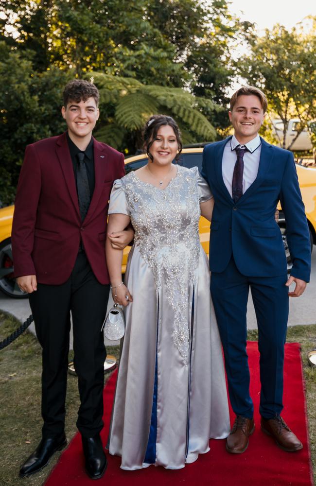 Thomas, Mattea and Ryan at the Glasshouse Christian College formal. Picture: Jordan Bull of JBull Photography