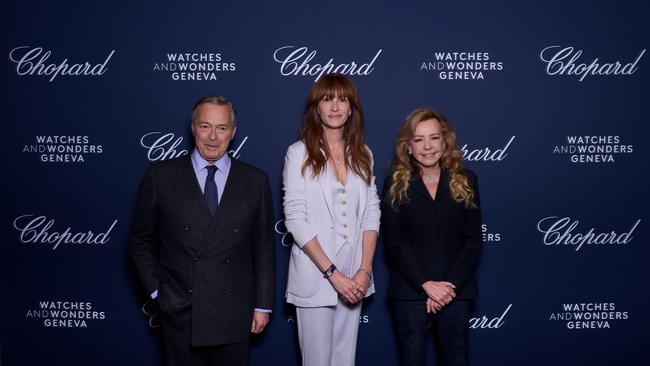 Chopard co-president Karl-Friedrich Scheufele, Julia Roberts and Chopard co-president and artistic director Caroline Scheufele.