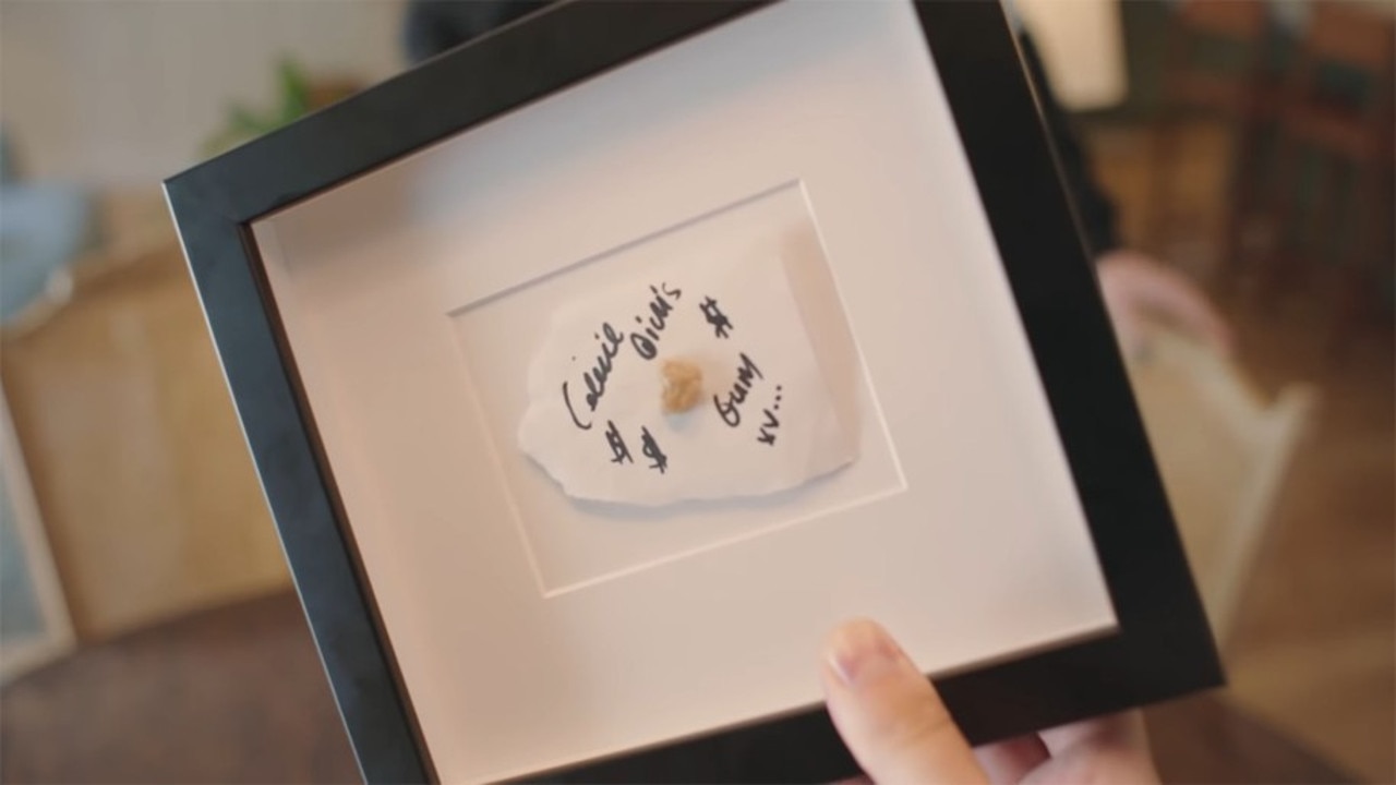 Adele has framed a wad of chewed-up gum. Picture: Vogue/YouTube