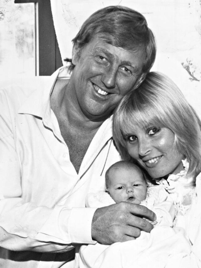 John Singleton, Belinda Green and their baby girl in 1982. Picture: Mike Lyon