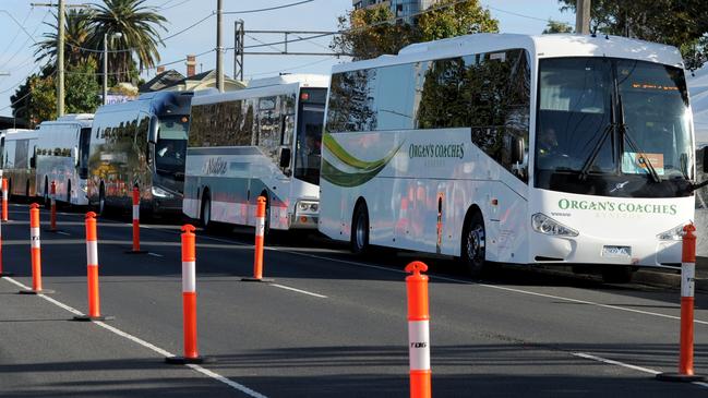 Commuters going from Caulfield station into the city will have to catch buses during the major rail works. Picture: Andrew Henshaw