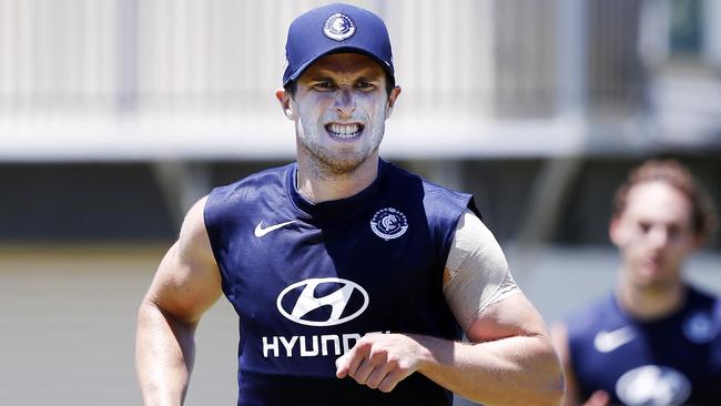 Marc Murphy in action during Carlton’s pre-season training camp. Picture: Michael Klein