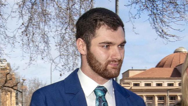 Brandon Chesney, alleged impersonator of a mental health worker, outside Adelaide Magistrates Court. Picture: Emma Brasier