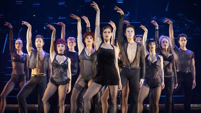 Zoe Ventoura (as Velma Kelly) and the Australian cast of Chicago the musical. Picture: Jeff Busby