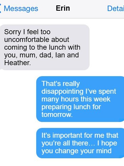 A mock-up of the text exchange: Picture: NewsWire.