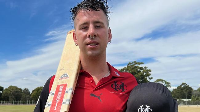 Luke Ashen of Moorabbin after his brilliant century against Oakleigh.