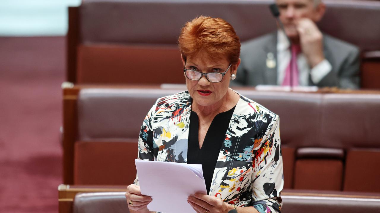 Senator Pauline Hanson has accused Scott Morrison of throwing former Australia Post CEO Christine Holgate under a bus. Picture: NCA NewsWire / Gary Ramage