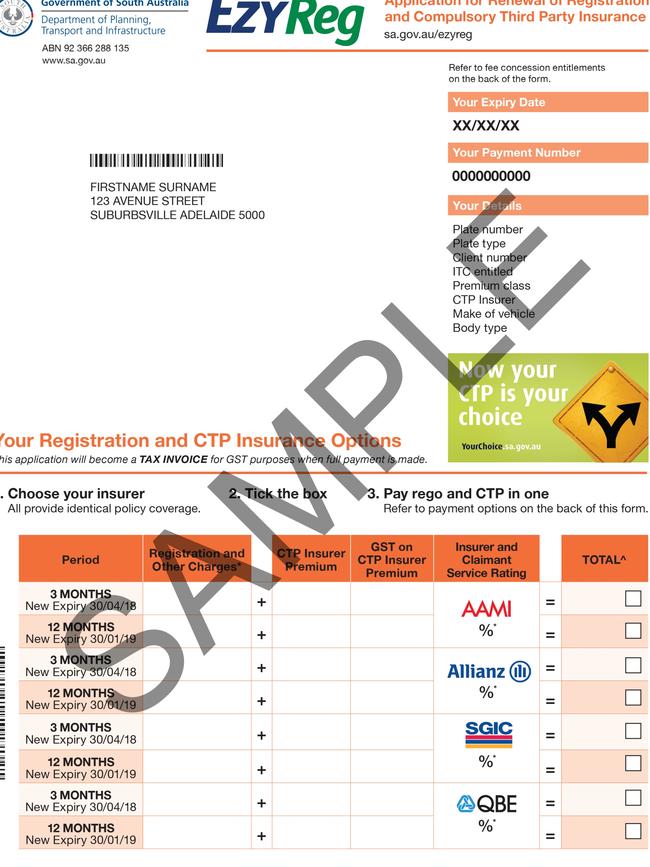 The new form for motorists where the insurer can be chosen.