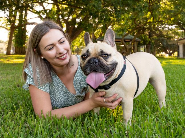 Chantelle De Meillon and her dog Enzo. Picture: Supplied