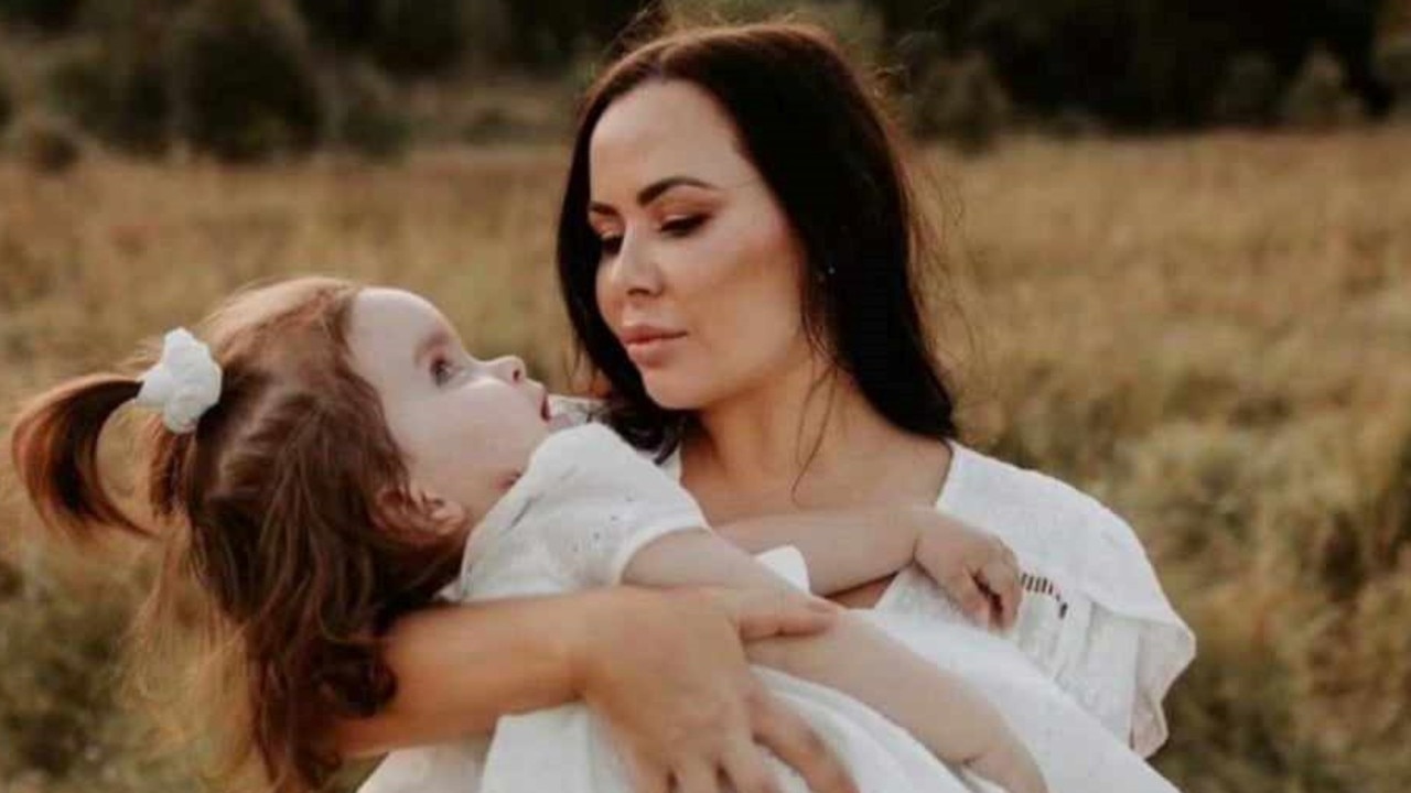 Katie Wighton with her daughter, Storm Tesic who was only three years old when she passed away from the rare Sandhoff disease on Sunday. Picture: Facebook