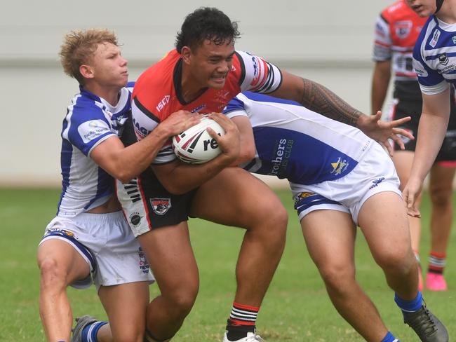 Kirwan High against Ignatius Park College in the Northern Schoolboys Under-18s trials at Brothers Rugby League Club in Townsville. Eneliko Savelio. Picture: Evan Morgan