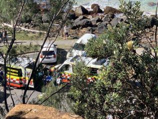 The scene of the cliff fall on the Queensland-New South Wales border.