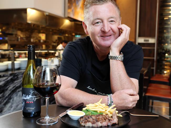 Luke Mangan with his death row meal of steak with bearnaise sauce, fries and green beans. Picture: Tim Hunter