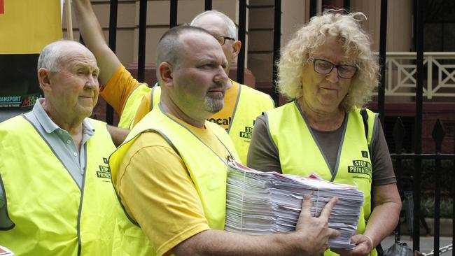 A petition opposing bus privatisation was delivered to NSW parliament