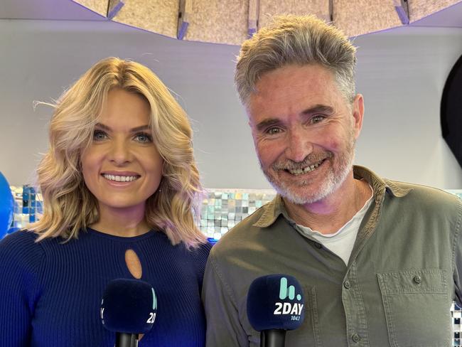 Dave Hughes performs comedy gig for 20 mums and bubs following Arj Barker controversy. Pictured with Erin Molan. Photo: Supplied,