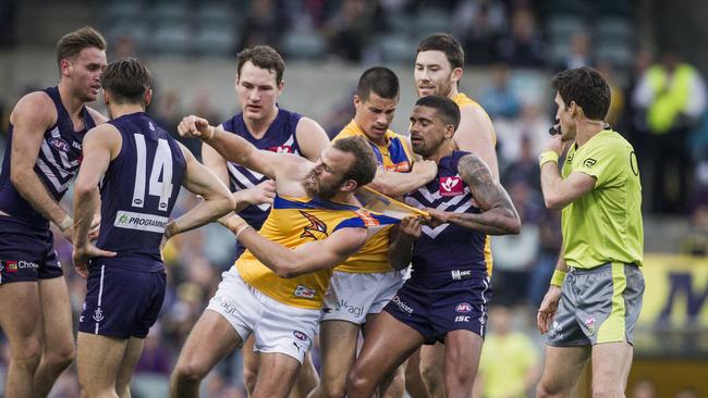 Teams who have to fly east for matches - such as West Coast and Freemantle - are at a distinct disadvantage due to jet lag. Picture: Tony McDonough