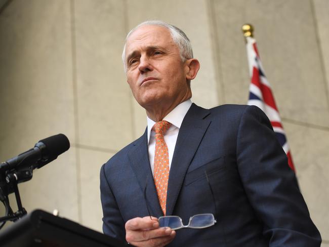 Outgoing Prime Minister Malcolm Turnbull addressed the media after his loss. Picture: AAP