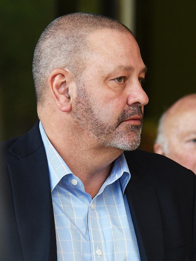 Brett Tucker, husband of road crash victim Nicole Tucker, outside the District Court today. Picture: Roger Wyman