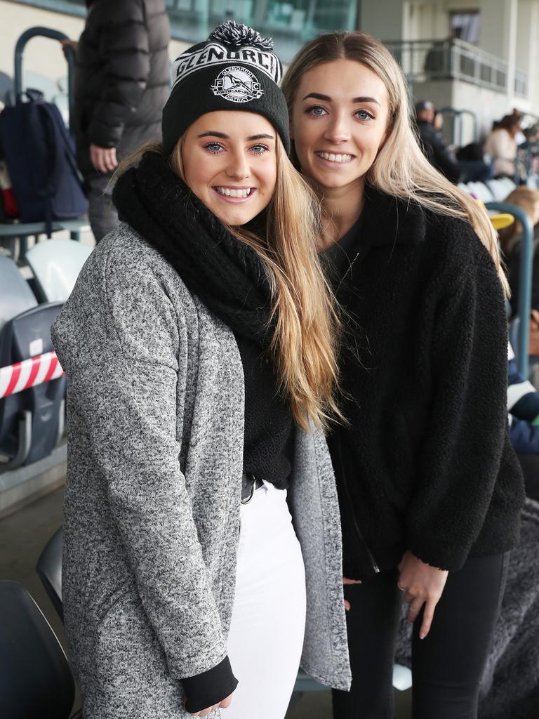 Brie and Elise Barwick, of Claremont, at the Glenorchy v Launceston TSL game at Glenorchy. Picture: NIKKI DAVIS-JONES