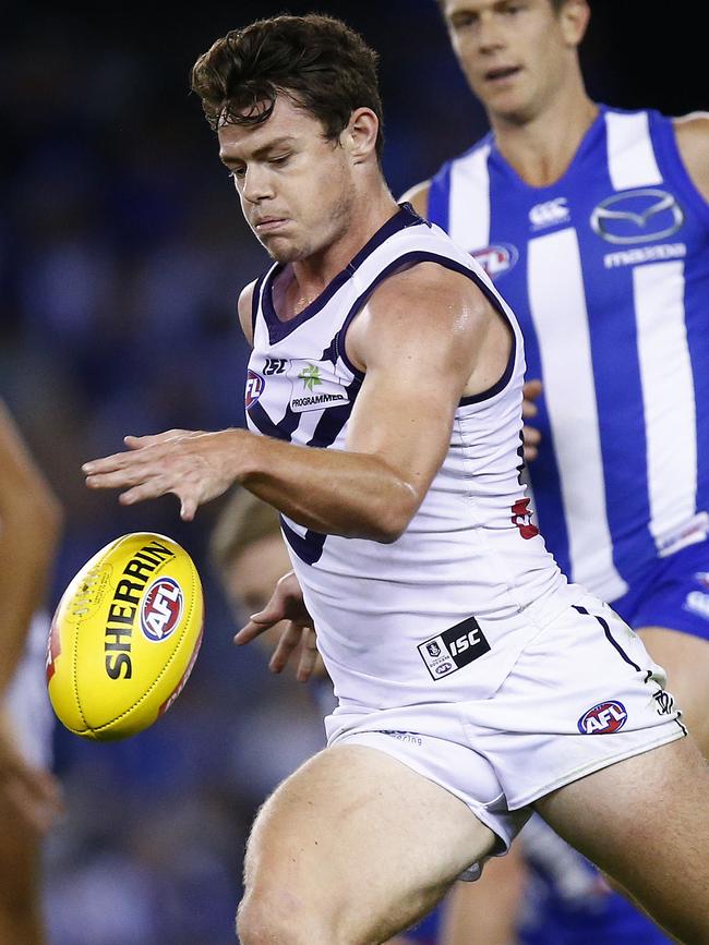 Lachie Neale in action for Fremantle. Picture: Colleen Petch