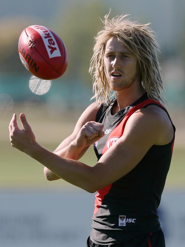 Heppell gets off a handball. Picture: Wayne Ludbey