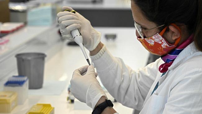 Working on a potential coronavirus vaccine. Picture: AFP