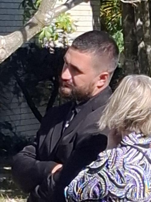 Brayden Paul Santarossa, 24, with his parents outside Tweed Heads Local Court on July 29. Picture: Sam Stolz.