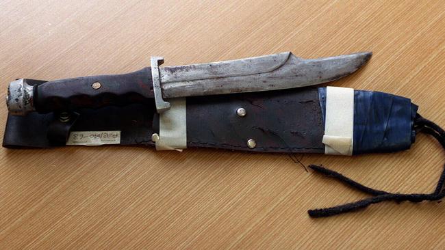 A knife found in Milat's hous and presented as evidence at his trial in 1996.