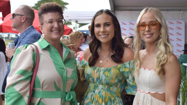 Emma, Tayla and Ebony at the Rockhampton Jaguar Land Rover Pop-Up Polo on June 3, 2023. Picture: Aden Stokes