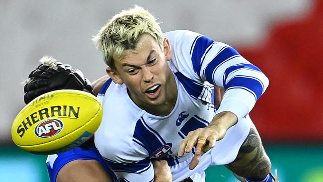 North Melbourne’s Jasper Pittard is rated a below-average kick. But he’s alone. Picture: Quinn Rooney/Getty Images