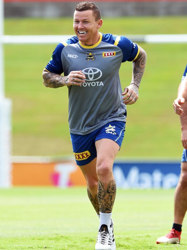 Todd Carney training with the Cowboys in 2018.