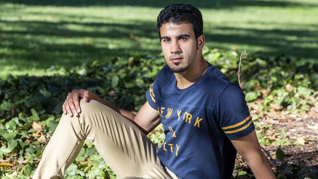 Bahraini footballer Hakeem aloraibi is pictured in the Flagstaff Gardens, Melbourne,Australia.Picture:Ian Currie