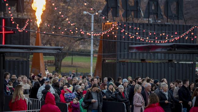 Crowds line up for the opening night of the Winter Feast. Picture: Richard Jupe