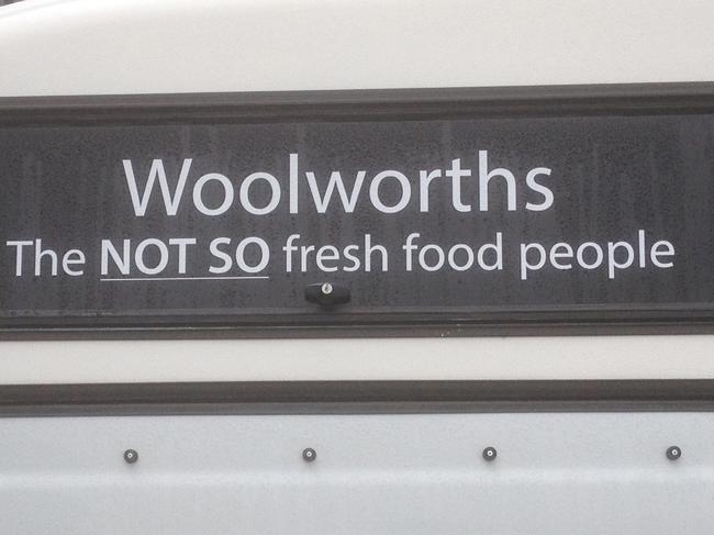A disgruntled customer has left this ute parked in front of the Woolworths store in Blackburn South for many weeks, after claiming they suffered food poisoning from meatloaf bought at the store.