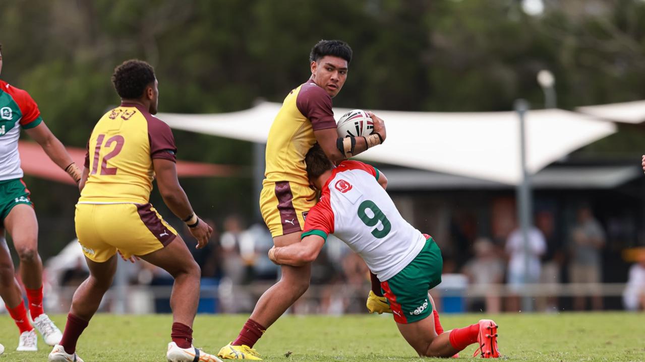 Christian Mikaele of Keebra Park playing for Qld country. Photo: Erick Lucero/QRL