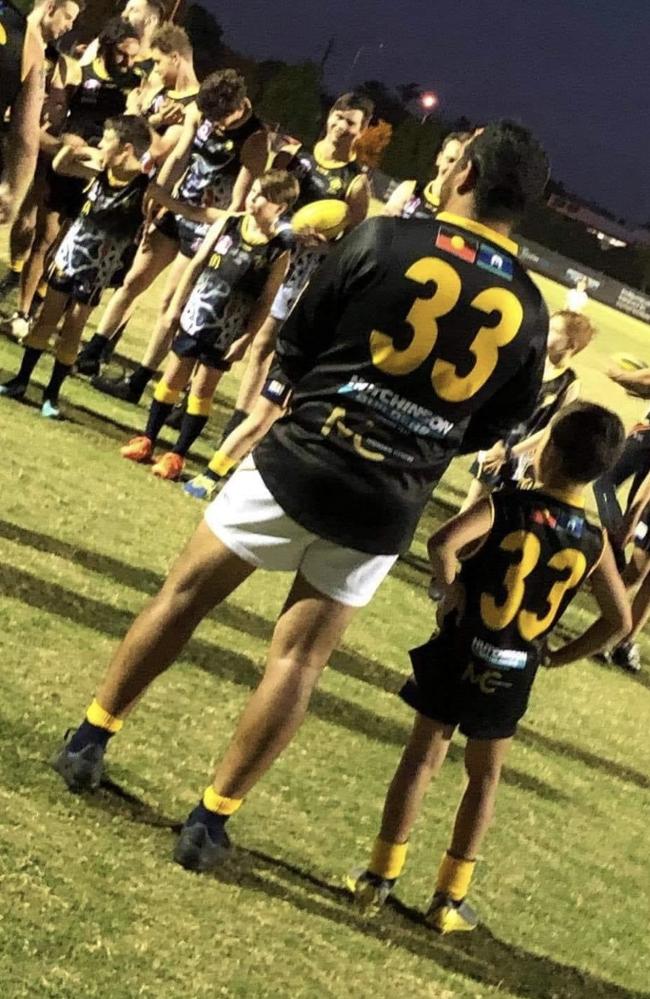 Seniors and youngsters sport specially designed jerseys in lead-up to Springwood Pumas fourth annual indigenous round at Lowe Oval. Picture: Supplied