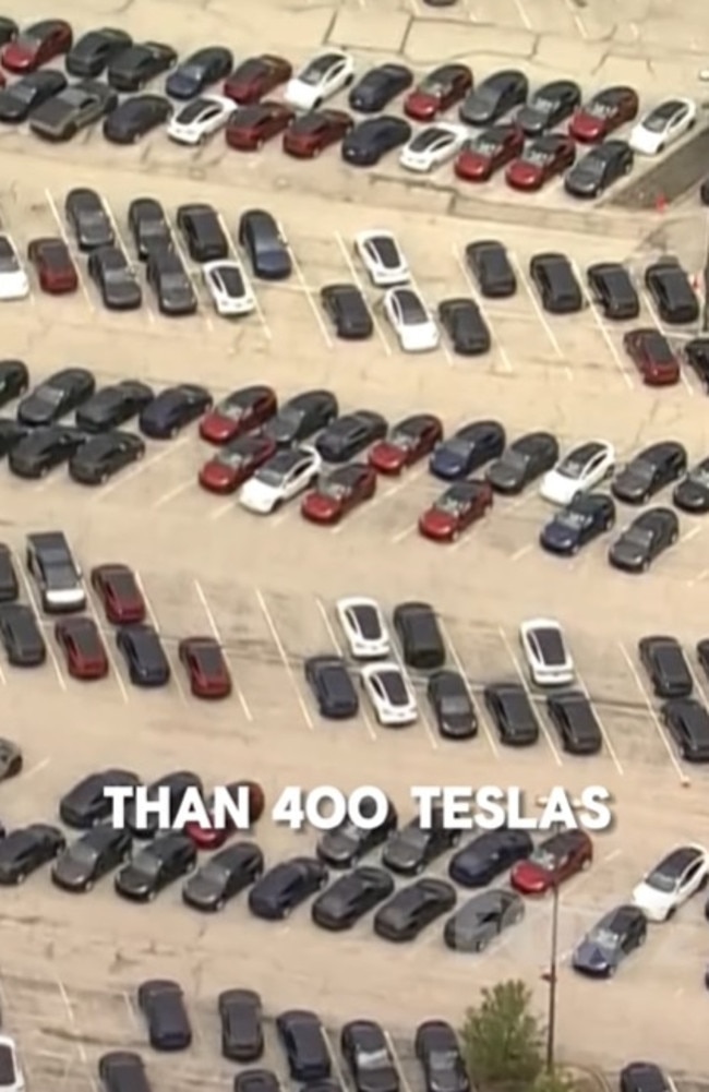 Teslas seen at Chesterfield Mall in Missouri. Picture: FOX 2