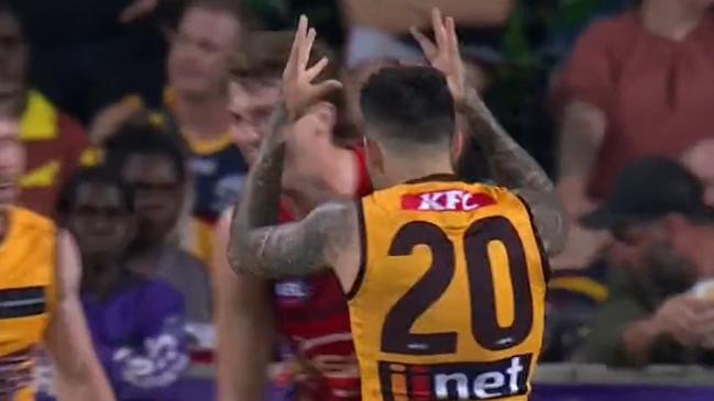 Wingard taunted despite being down by 41 on the scoreboard. Photo: Fox Sports