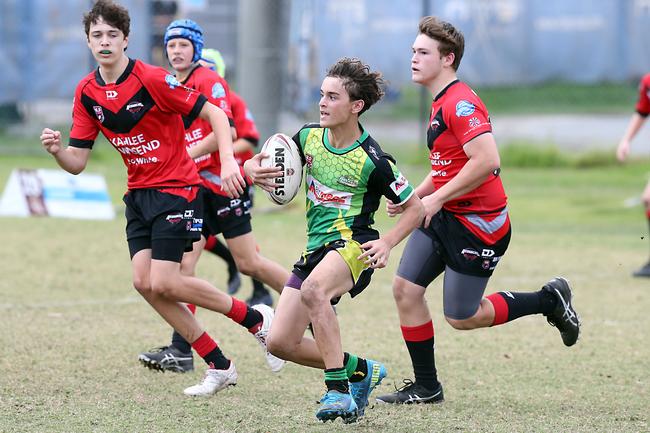 A Rugby League Gold Coast junior gala day at Burleigh Bears Junior Rugby League Club. Under 14s. Mudgeeraba vs Helensvale. 5 September 2021 Miami Picture by Richard Gosling
