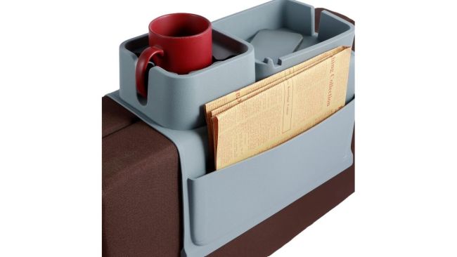 With this cupholder tray, there'll be no need to ever get up off the sofa! Picture: Amazon