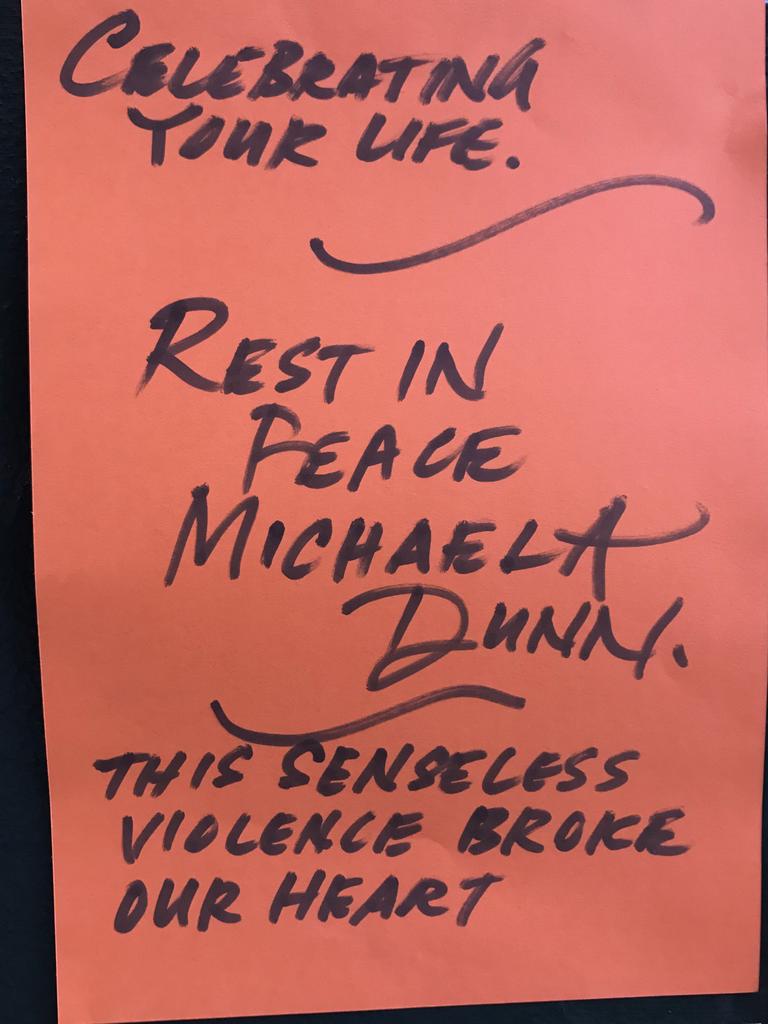 Handwritten notes left at the scene of Michaela Dunn’s alleged murder on Clarence Street, Sydney. .