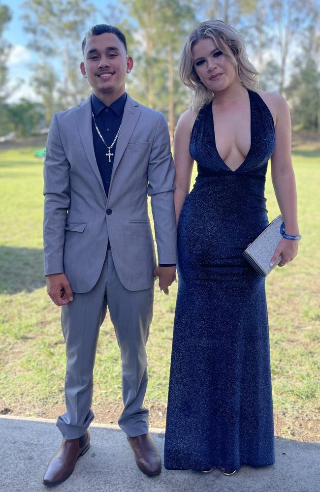 Ella Warhurst and Edward Maxwell arrive at the 2024 Gympie State High School graduation formal.