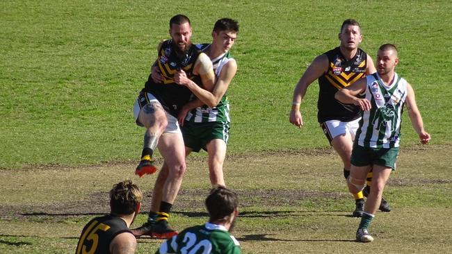 Action from the Ingle Farm v Mawson Lakes division six match at Rowe Park on August 1. Picture: Supplied, Ingle Park Facebook page