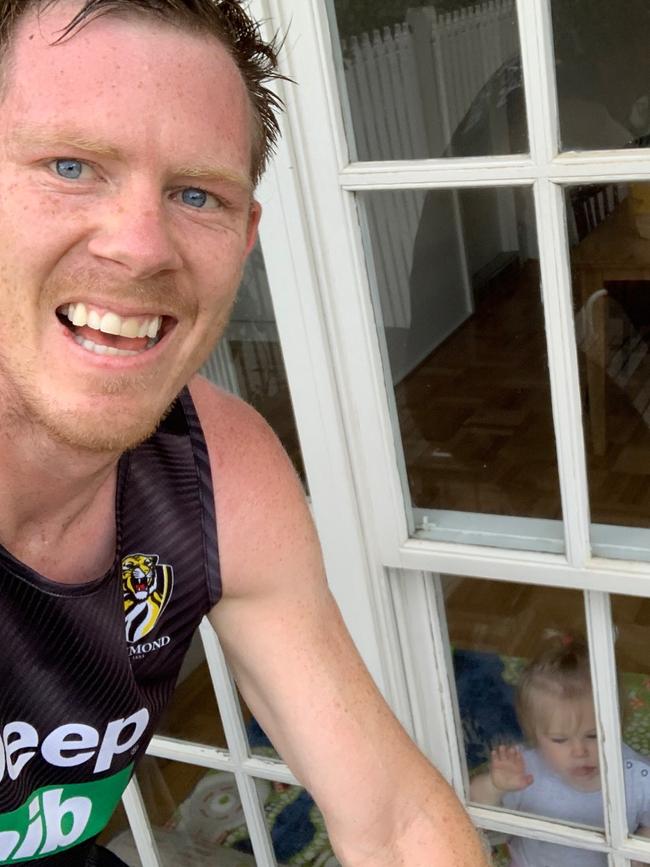 Richmond forward Jack Riewoldt with his daughter Poppy.