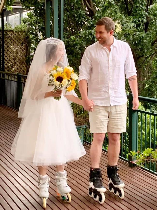 Paul and Rainey Wood, who planned to get married on Saturday, brought their wedding forward to Wednesday night ahead of the six-day Adelaide shutdown. Picture: Facebook