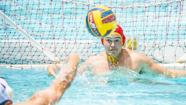 Max Fodor in the penalty shootout in the Queensland Premier League Water Polo match between Kawana Wolves and River City. Picture: Richard Walker