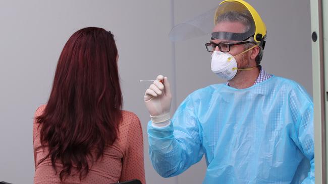 The latest health data has revealed two locally-acquired COVID-19 infections in the past month in the Blacktown LGA. Pictured, testing for the virus at Kildare Road Medical Centre in Blacktown. Picture: David Swift