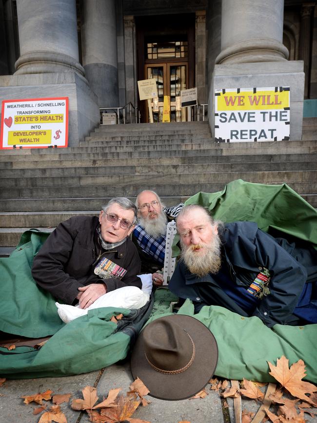 Some protesters spent more than 150 days sleeping outside Parliament House in an effort to save the Repat. Picture: Dave Cronin